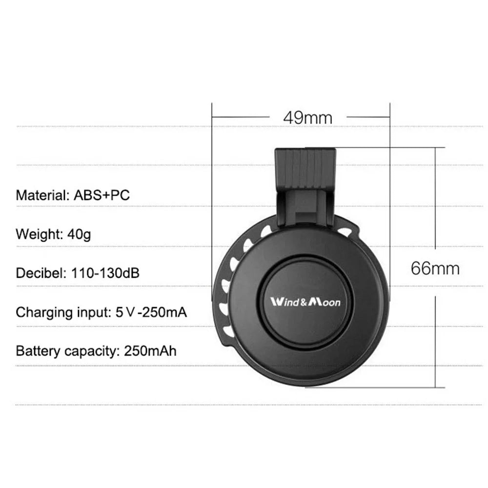 WIND&MOON WT-002P Volume Adjustable Cycling Warning Horn Bell Rechargeable Waterproof Electric Bike Horn - 7