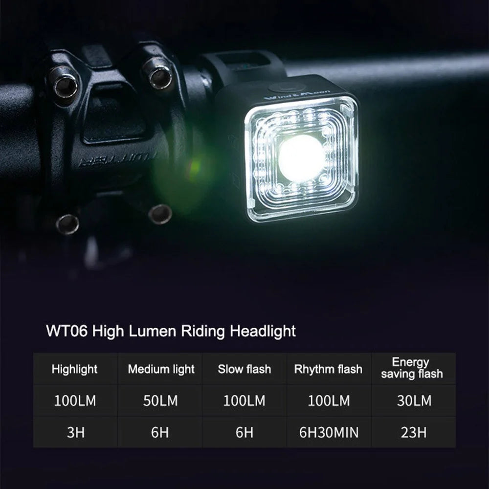 WIND&MOON WT06 Bike Cycling Headlight Waterproof USB Rechargeable Bicycle Front Light Safety Warning Lamp - 4