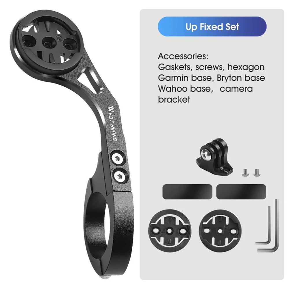WEST BIKING YP0719308 Bicycle Computer Mount Holder Aluminum Alloy Bike Handlebar Computer Bracket for Garmin / Bryton / Wahoo - Up Fixed - 1
