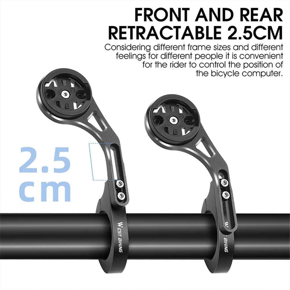WEST BIKING YP0719308 Bicycle Computer Mount Holder Aluminum Alloy Bike Handlebar Computer Bracket for Garmin / Bryton / Wahoo - Up Fixed - 3