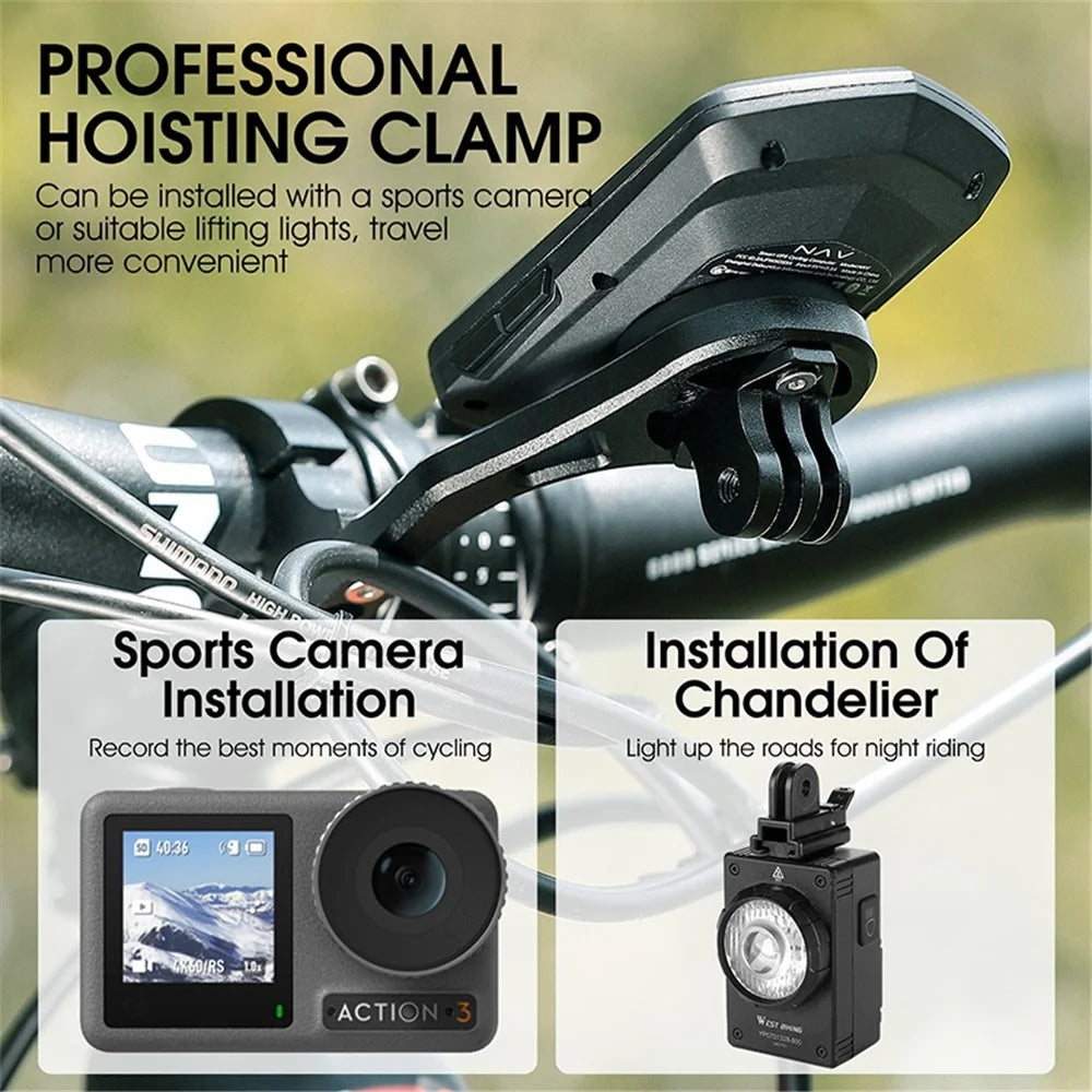 WEST BIKING YP0719308 Bicycle Computer Mount Holder Aluminum Alloy Bike Handlebar Computer Bracket for Garmin / Bryton / Wahoo - Up Fixed - 4