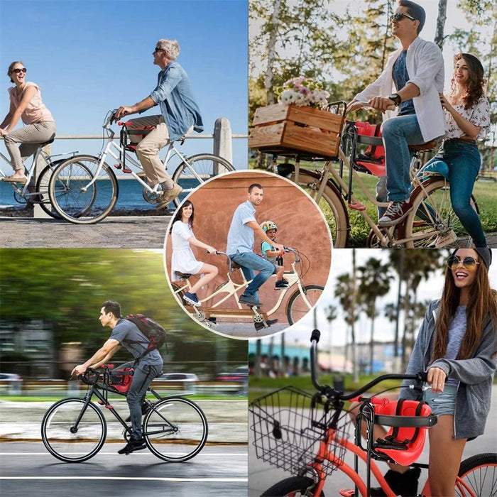 Bike Front-Mounted Children Bike Seat Bicycle Kids Carrier with Guardrail, Handrail and Pedal - Green - 2