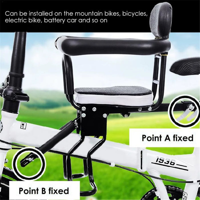 003 Detachable Children Bike Seat Bicycle Front Mount Baby Saddle Carrier Safe Seat with Handrail for Kids - Full-fenced Seat - 3