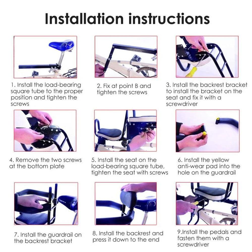 003 Detachable Children Bike Seat Bicycle Front Mount Baby Saddle Carrier Safe Seat with Handrail for Kids - Full-fenced Seat - 4