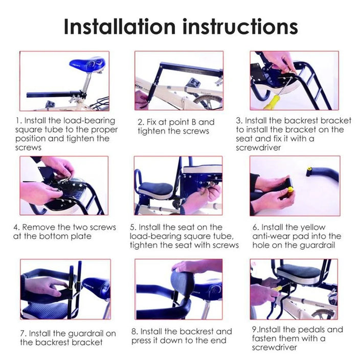 003 Detachable Children Bike Seat Bicycle Front Mount Baby Saddle Carrier Safe Seat with Handrail for Kids - Full-fenced Seat - 4