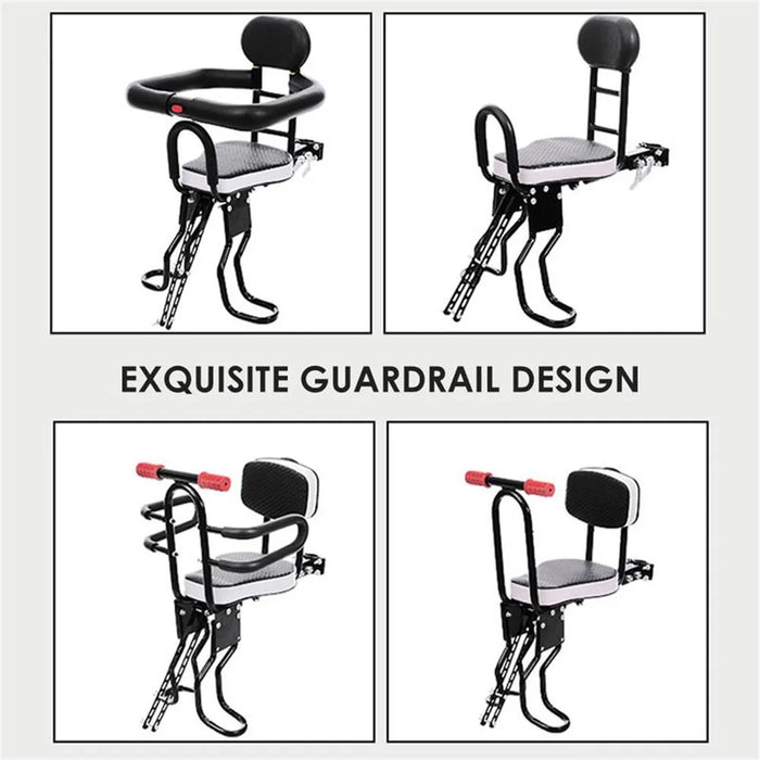 003 Detachable Children Bike Seat Bicycle Front Mount Baby Saddle Carrier Safe Seat with Handrail for Kids - Full-fenced Seat - 6