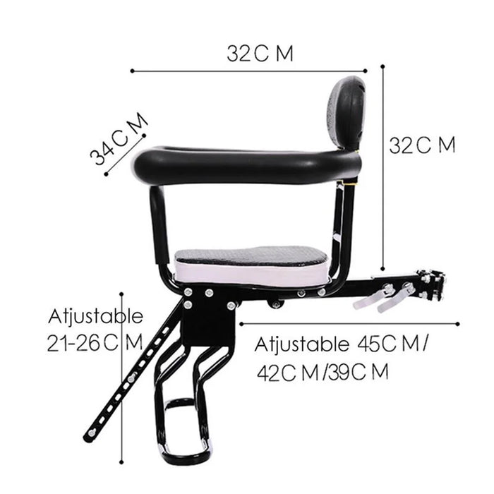 003 Detachable Children Bike Seat Bicycle Front Mount Baby Saddle Carrier Safe Seat with Handrail for Kids - Full-fenced Seat - 7