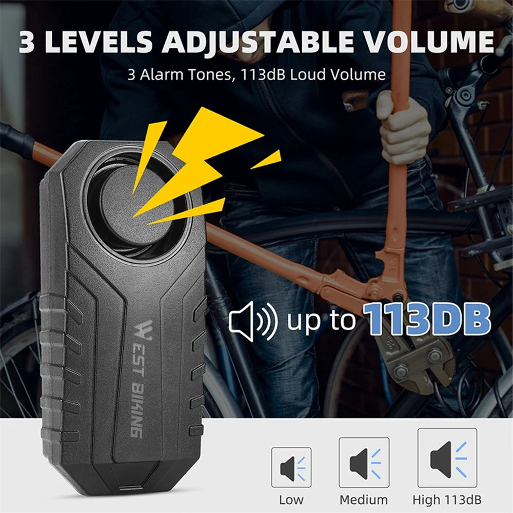 WEST BIKING YP0706052 Wireless Bicycle Alarm Bike Scooter Remote Control Anti-theft Loud Sound Alarm - 6