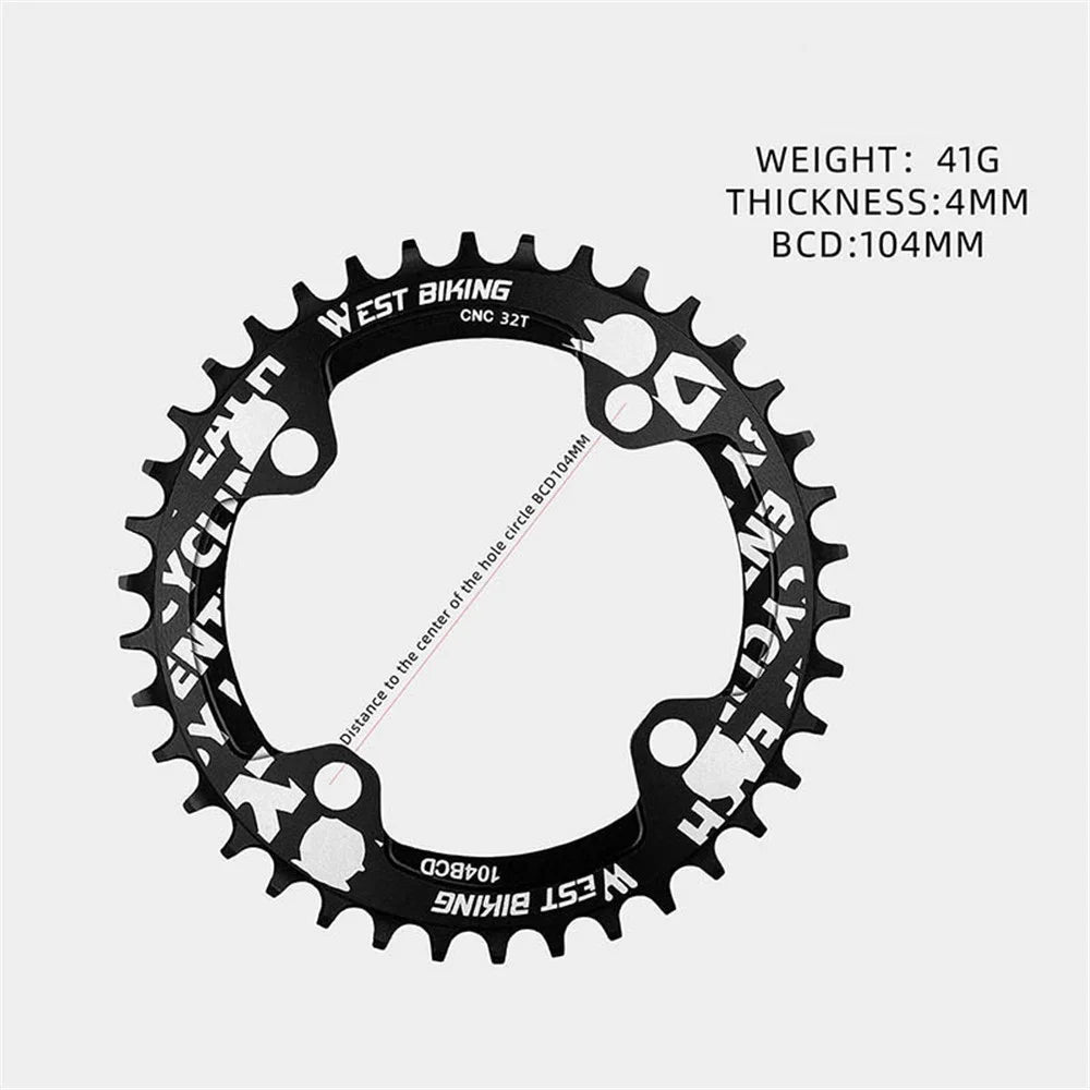 WEST BIKING 104BCD 32T Positive and Negative Single Chainring Aluminum Alloy CNC MTB Toothed Discs for Bikes - Black - 2