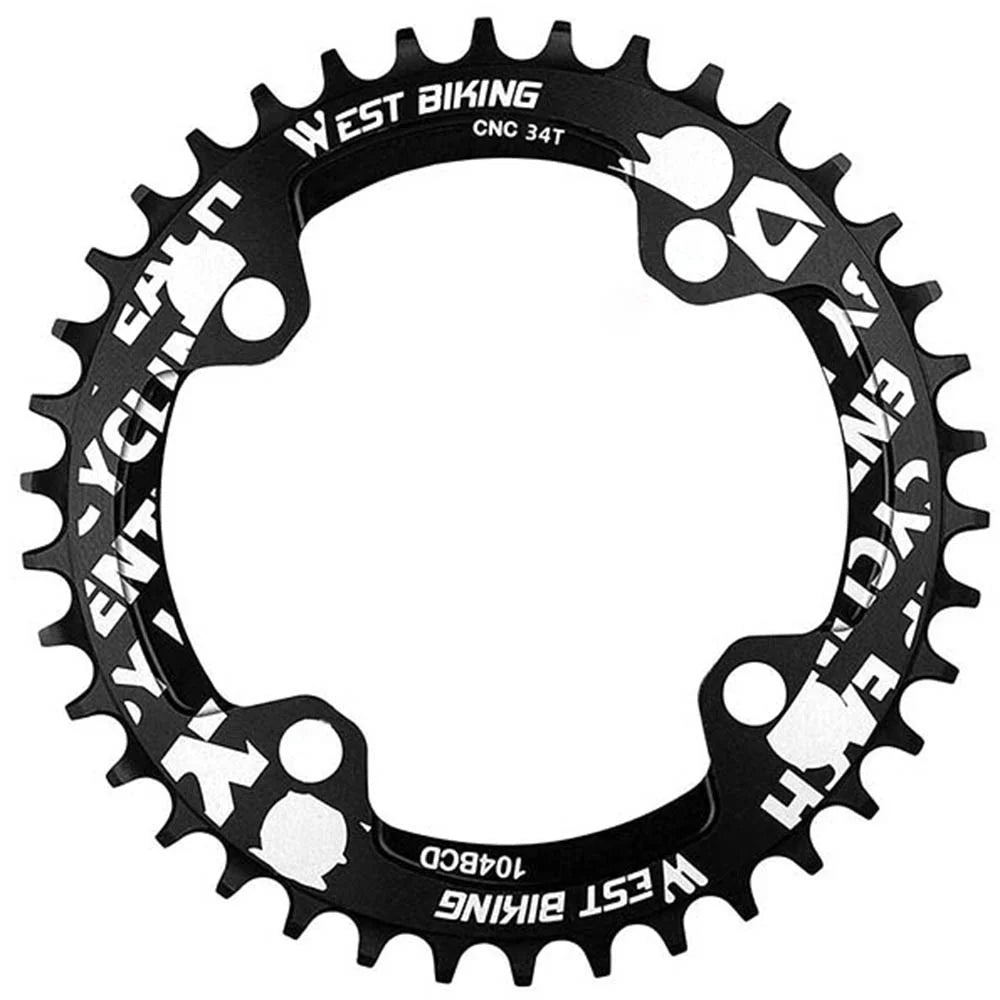 WEST BIKING Aluminum Alloy CNC Positive and Negative Tooth Disc 104BCD 34T Single Chain Ring for MTB Bicycle - Black - 1