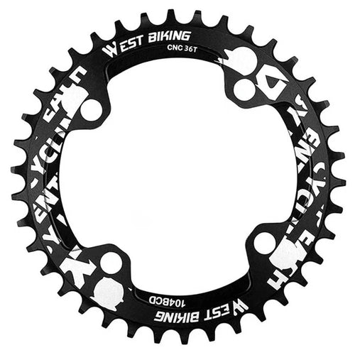 WEST BIKING MTB Bike Positive and Negative Tooth Single Chain Ring Aluminum Alloy CNC 104BCD 36T Chainring - Black - 1