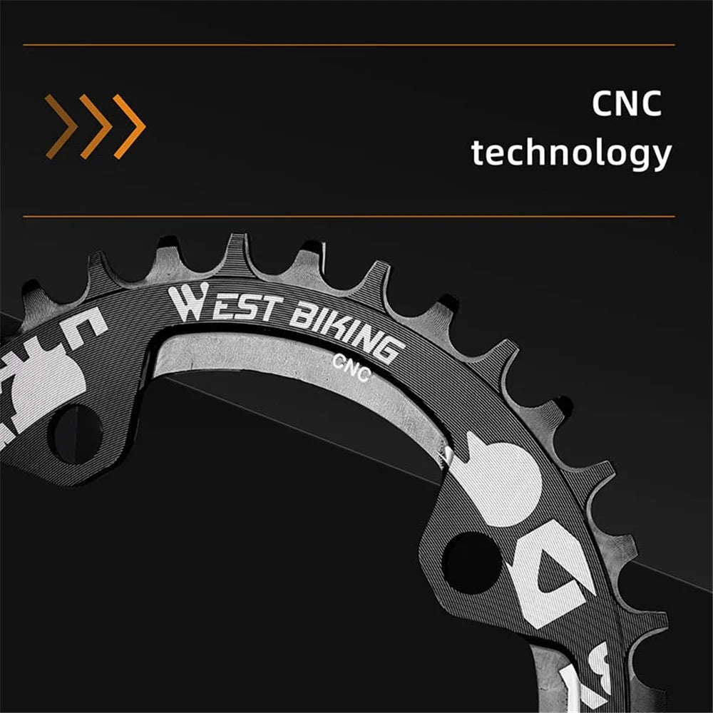 WEST BIKING MTB Bike Positive and Negative Tooth Single Chain Ring Aluminum Alloy CNC 104BCD 36T Chainring - Black - 5