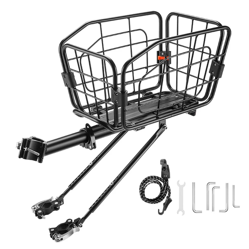 WEST BIKING YP0712037 Aluminum Alloy Bike Rear Basket 20L Storage Rack Container with Hole for Airtag - 1
