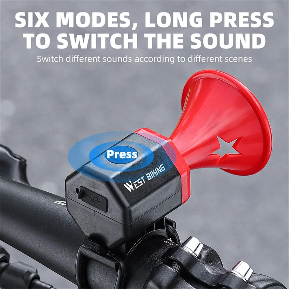 WEST BIKING YP0701376 Electric Bicycle Horn USB Rechargeable 90dB Warning Sound Bike Bell - 5