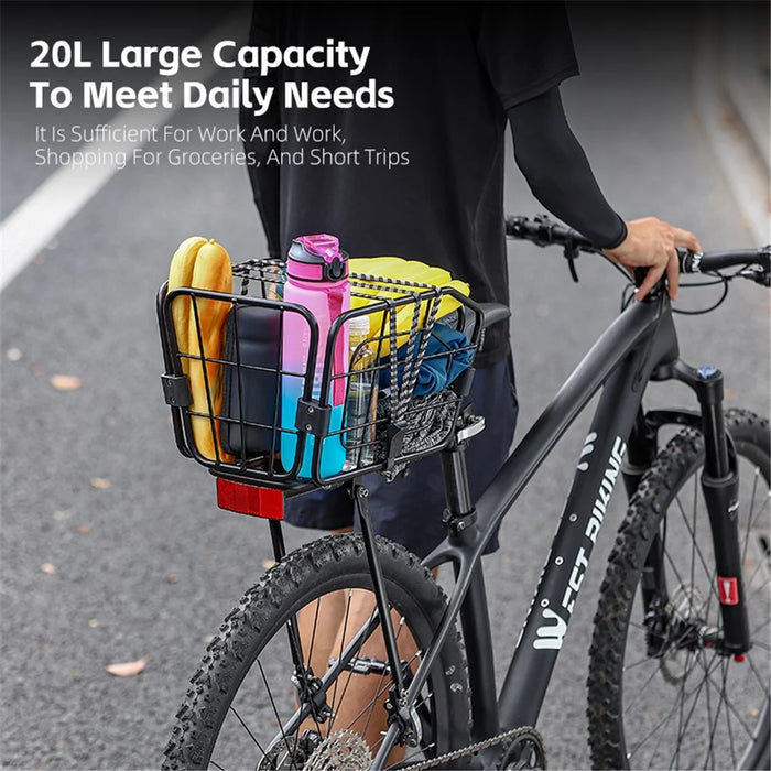 WEST BIKING YP0712036 20L Bicycle Rear Basket Aluminum Alloy Mountain Bike Back Storage Rack - 6