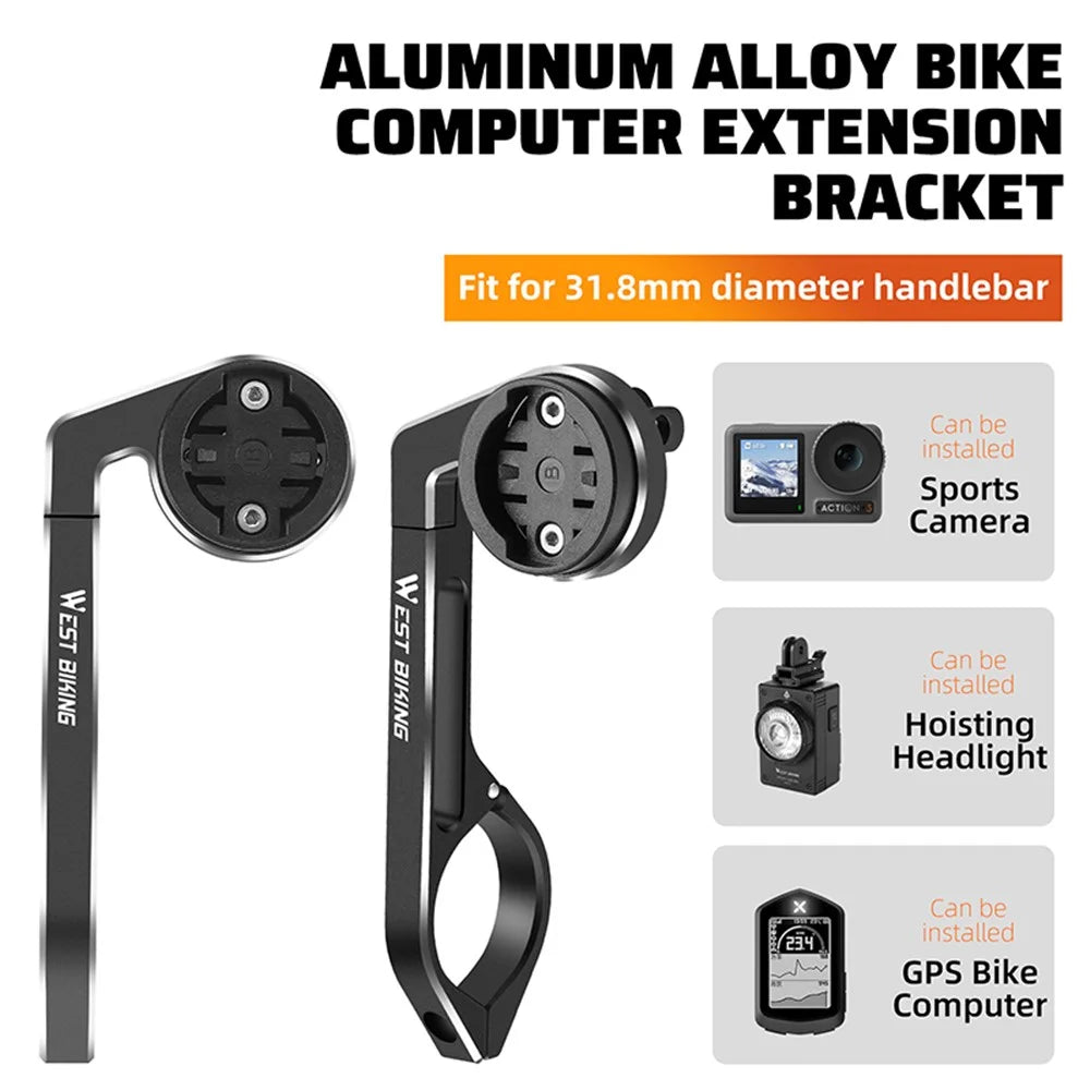 WEST BIKING YP0719358 Bicycle Computer Mount Holder Aluminum Alloy Bike Handlebar Computer Bracket - Black - 3