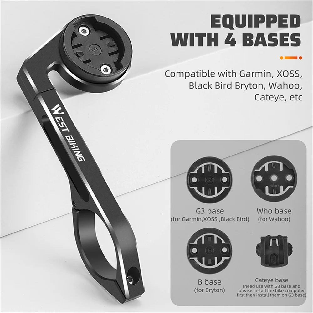 WEST BIKING YP0719358 Bicycle Computer Mount Holder Aluminum Alloy Bike Handlebar Computer Bracket - Black - 4