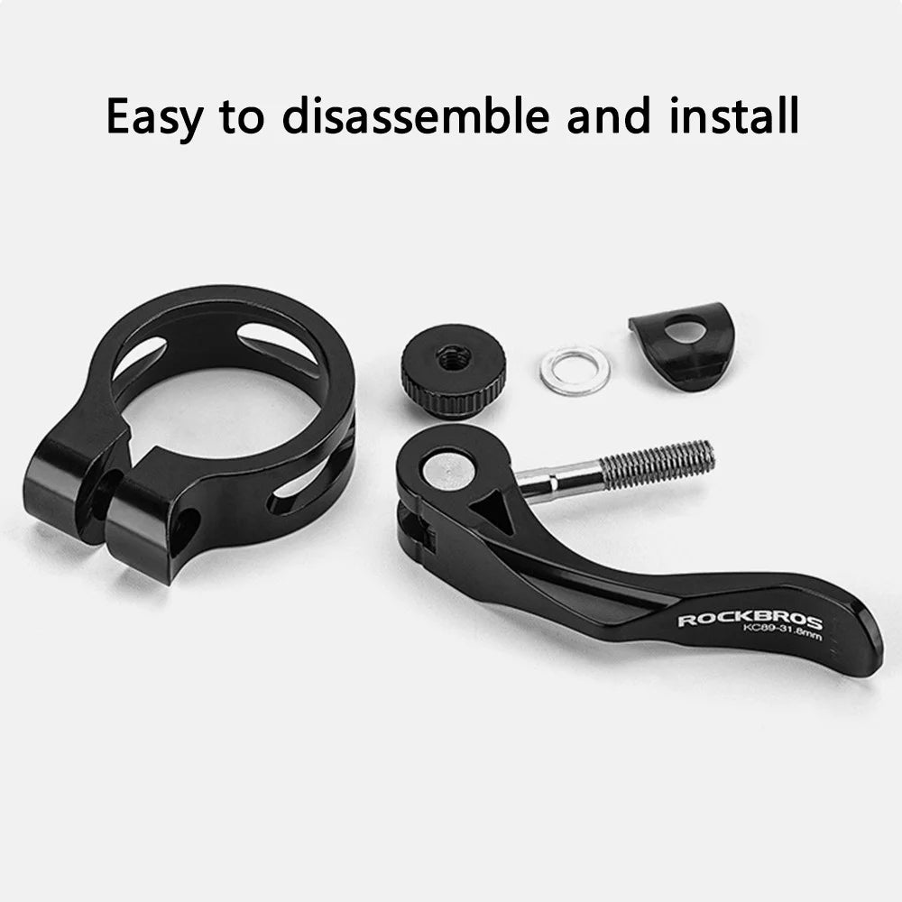ROCKBROS Bike Seat Post Clamp 31.8mm Aluminum Alloy Clamp Tube Clip for MTB Bike Road Bike - Quick Release Type - 4