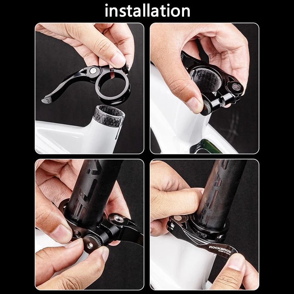 ROCKBROS Bike Seat Post Clamp 31.8mm Aluminum Alloy Clamp Tube Clip for MTB Bike Road Bike - Quick Release Type - 7