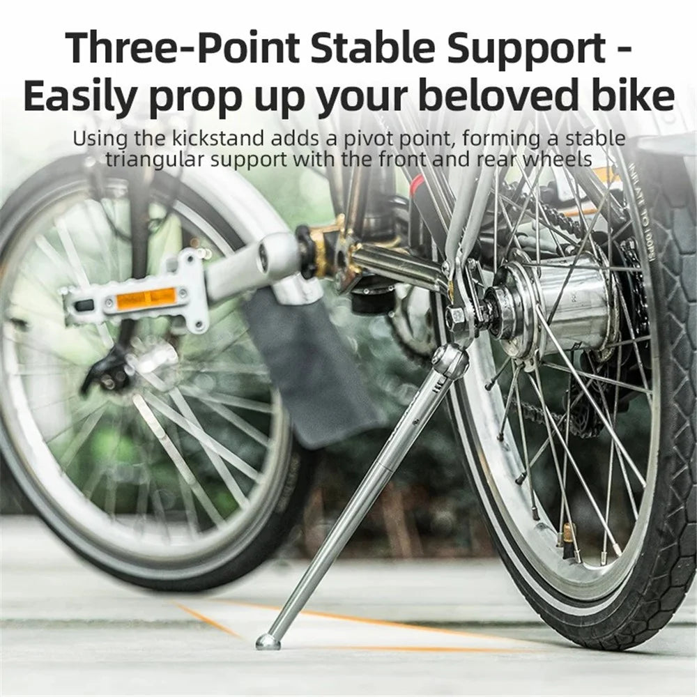 ROCKBROS JC-D1 Bike Kickstand 16'' Adjustable Rear Mount Aluminum Alloy Bike Parking Kickstand Holder Footrest - Black - 2