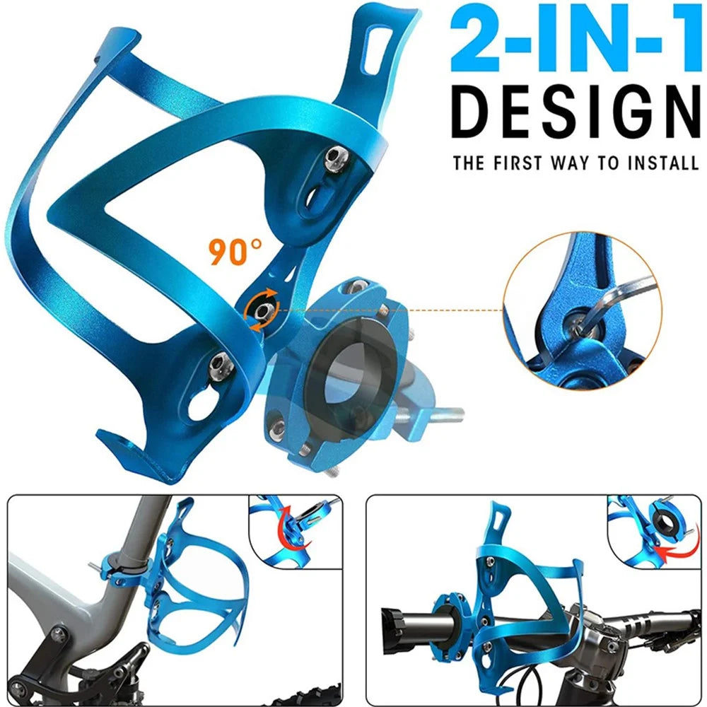 JUNSUNMAY BH001 Aluminum Alloy Bicycle Water Bottle Bracket MTB Bike Bottle Cage with Rotation Base - Blue - 2