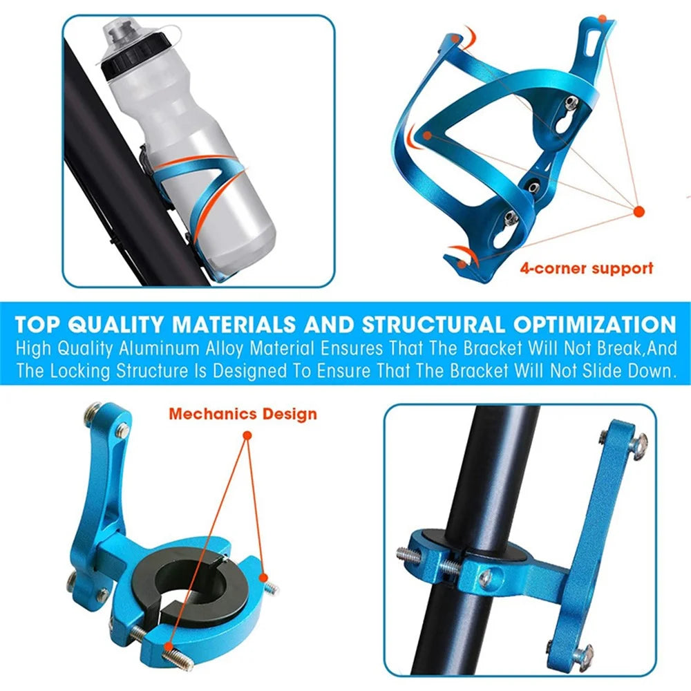 JUNSUNMAY BH001 Aluminum Alloy Bicycle Water Bottle Bracket MTB Bike Bottle Cage with Rotation Base - Blue - 4