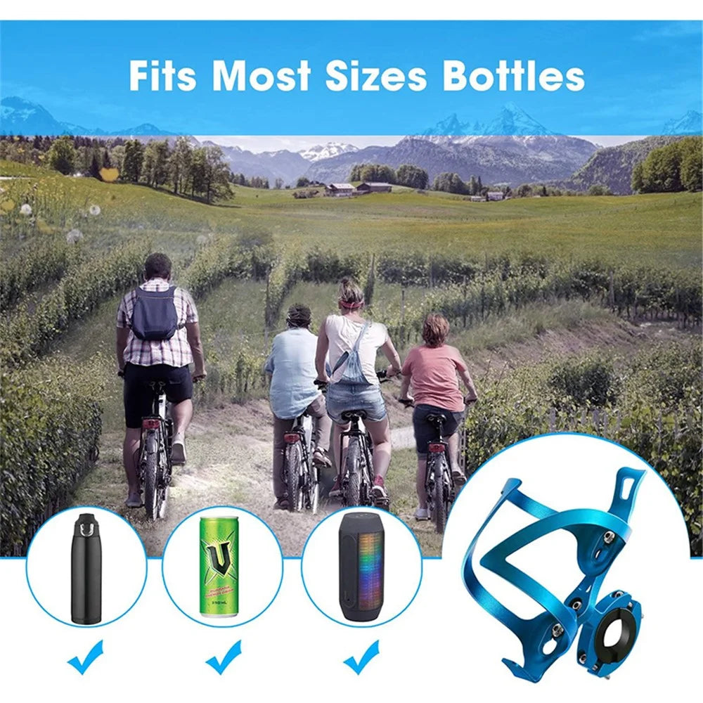 JUNSUNMAY BH001 Aluminum Alloy Bicycle Water Bottle Bracket MTB Bike Bottle Cage with Rotation Base - Blue - 6
