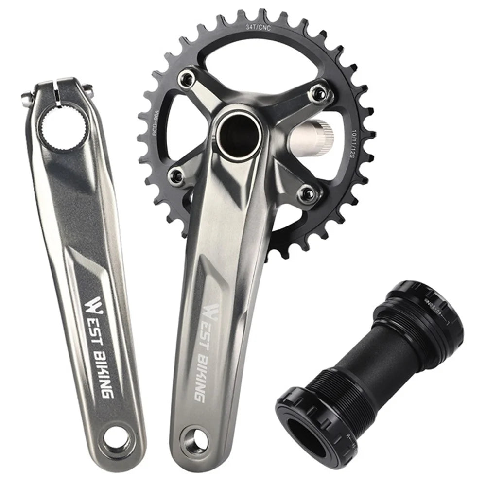 WEST BIKING YP0817011 MTB bike Hollow Integrated Crankset CNC Aluminum Alloy 34T Bike Crankset - 1