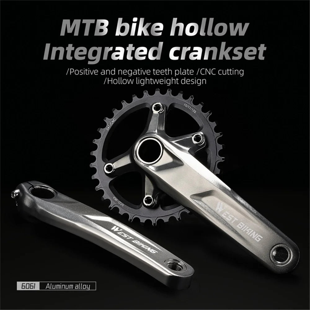WEST BIKING YP0817011 MTB bike Hollow Integrated Crankset CNC Aluminum Alloy 34T Bike Crankset - 2