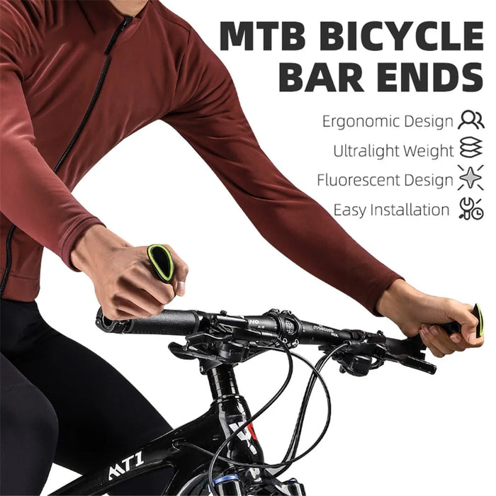 WEST BIKING YP0804073 Nylon Fiber Composite Handlebars Bicycle Vice Handle with Adjustable Angle Night Glow MTB Grips - 2