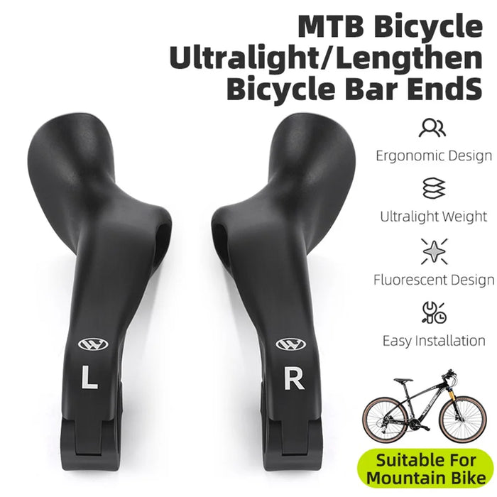 WEST BIKING YP0804073 Nylon Fiber Composite Handlebars Bicycle Vice Handle with Adjustable Angle Night Glow MTB Grips - 3