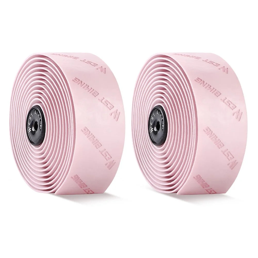 WEST BIKING YP0804075 2Pcs PU Leather+EVA Handlebar Tape Road Bike Handle Wrap - Pink - 1
