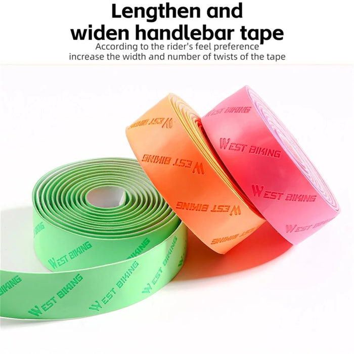 WEST BIKING YP0804075 2Pcs PU Leather+EVA Handlebar Tape Road Bike Handle Wrap - Pink - 6