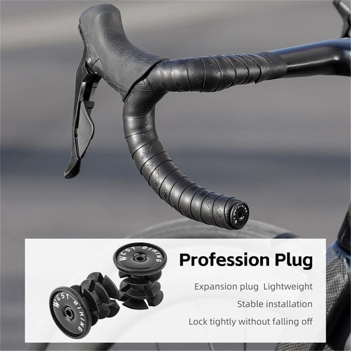 WEST BIKING YP0804075 2Pcs PU Leather+EVA Handlebar Tape Road Bike Handle Wrap - Pink - 7