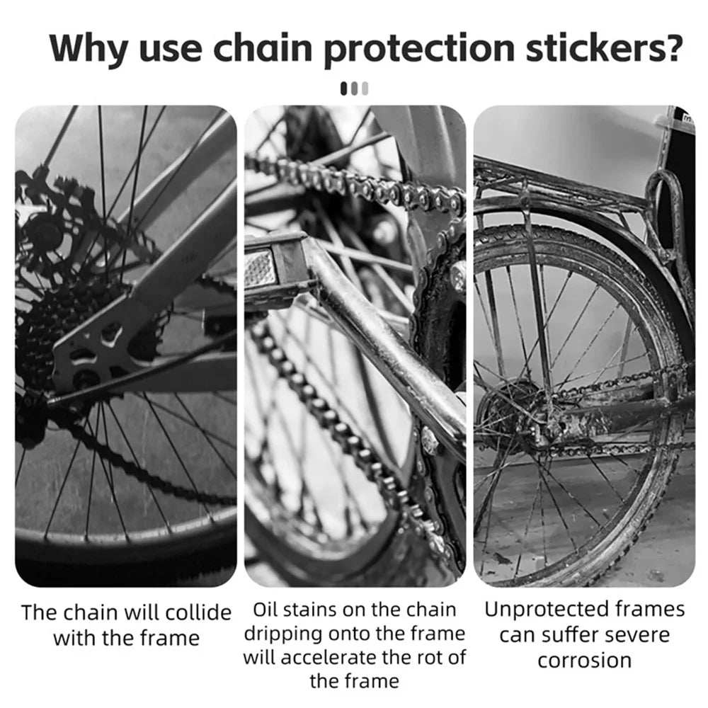 WEST BIKING YP0719372 3Pcs / Set Bicycle Frame Chain Protective Sticker Bike Anti-collision Film - 3