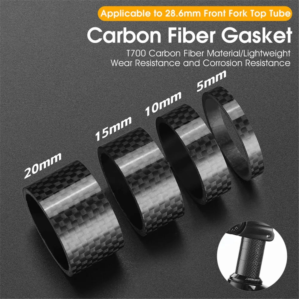 WEST BIKING 20mm Carbon Fiber Bicycle Stem Spacer Fork Gasket for MTB Bike - 3