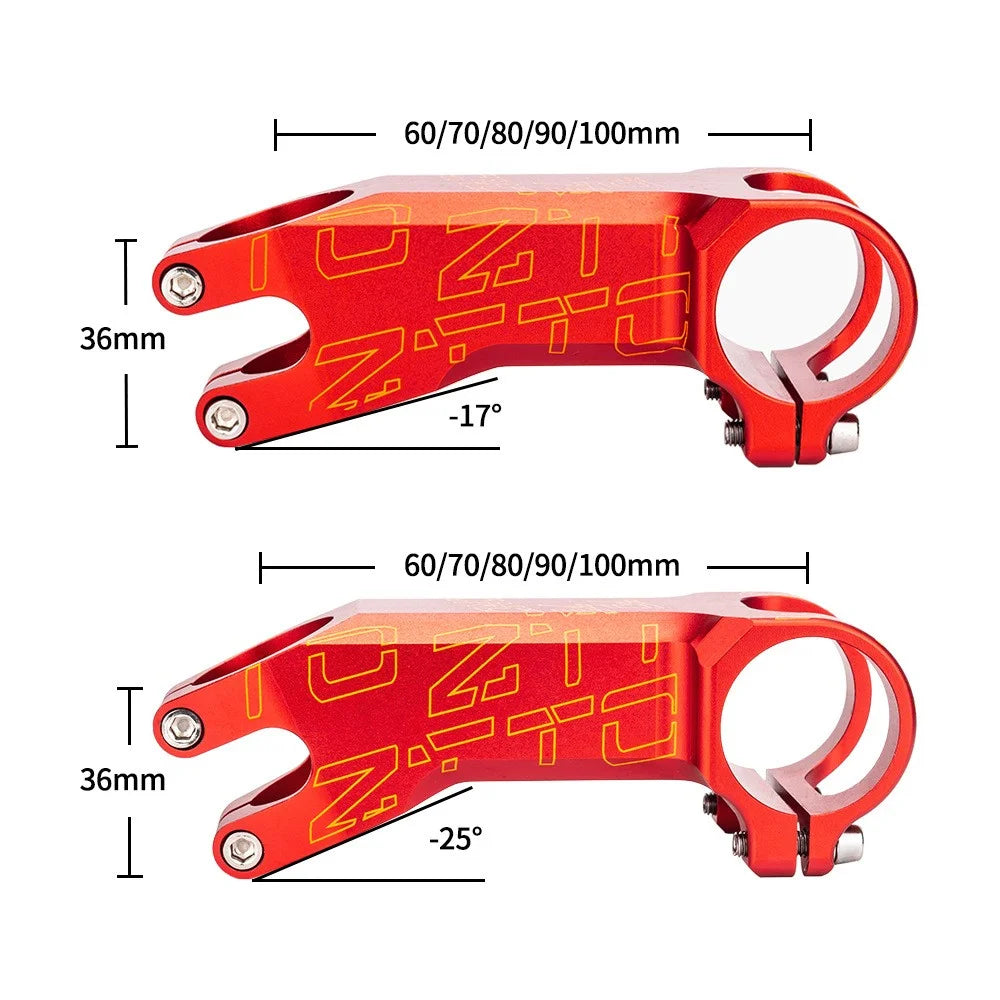 ZTTO Bike Handlebar Stem Aluminum Alloy Mountain Bicycle Stem Riser - 60mm Black / -17 Degrees - 6