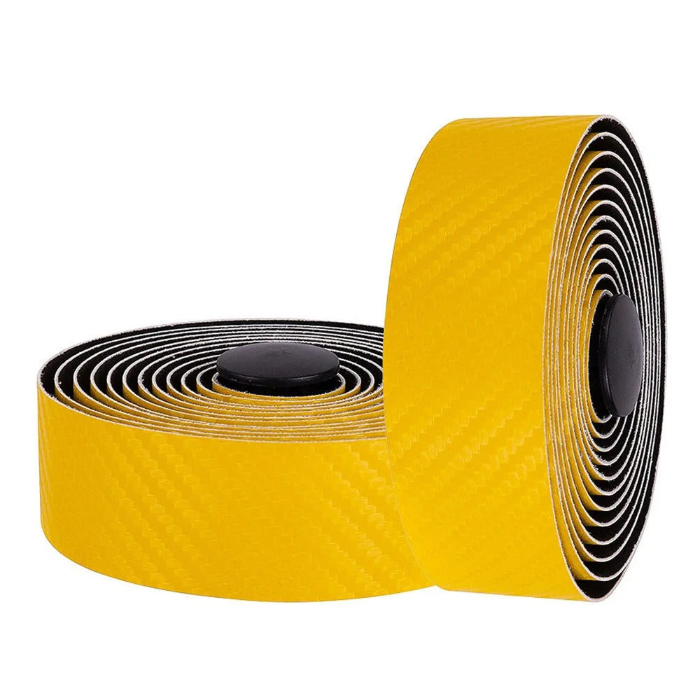 ZTTO GLBD3 2Pcs Carbon Fiber Bicycle Handlebar Anti-skid Tape Road Bike Handlebar Wrap Strap - Yellow - 1