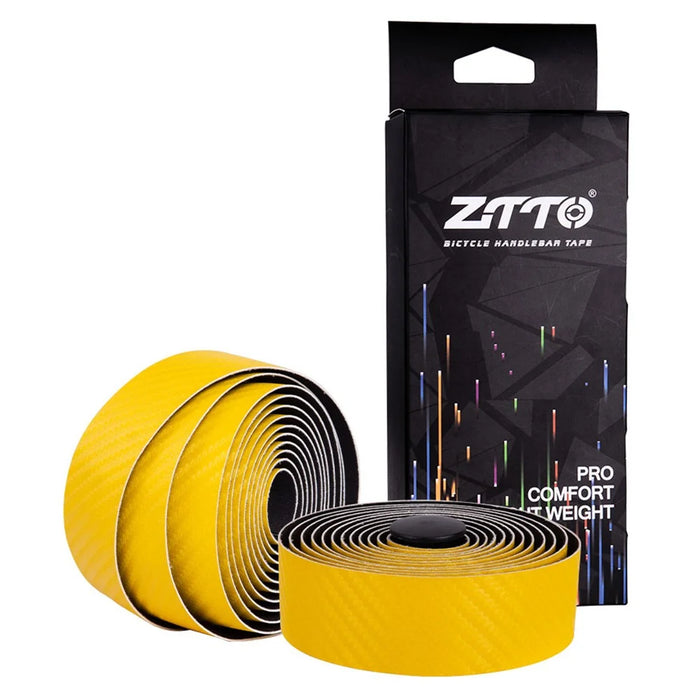 ZTTO GLBD3 2Pcs Carbon Fiber Bicycle Handlebar Anti-skid Tape Road Bike Handlebar Wrap Strap - Yellow - 3