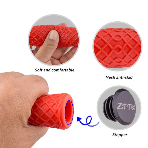 ZTTO AG111 Mountain Bike Hand Grips Shock-absorbing Silicone Handlebar Grips - Black - 2