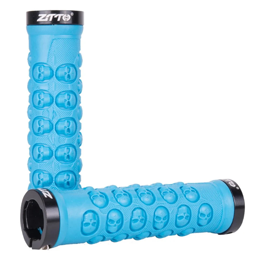 ZTTO AG23 Skull Pattern Bicycle Part MTB Handlebar Grips Anti-slip TPR Rubber Grips - Blue - 1