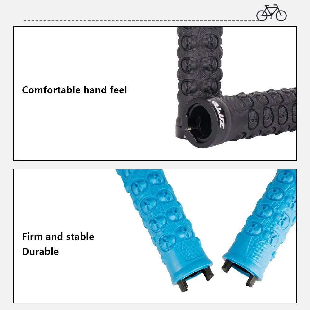 ZTTO AG23 Skull Pattern Bicycle Part MTB Handlebar Grips Anti-slip TPR Rubber Grips - Blue - 3