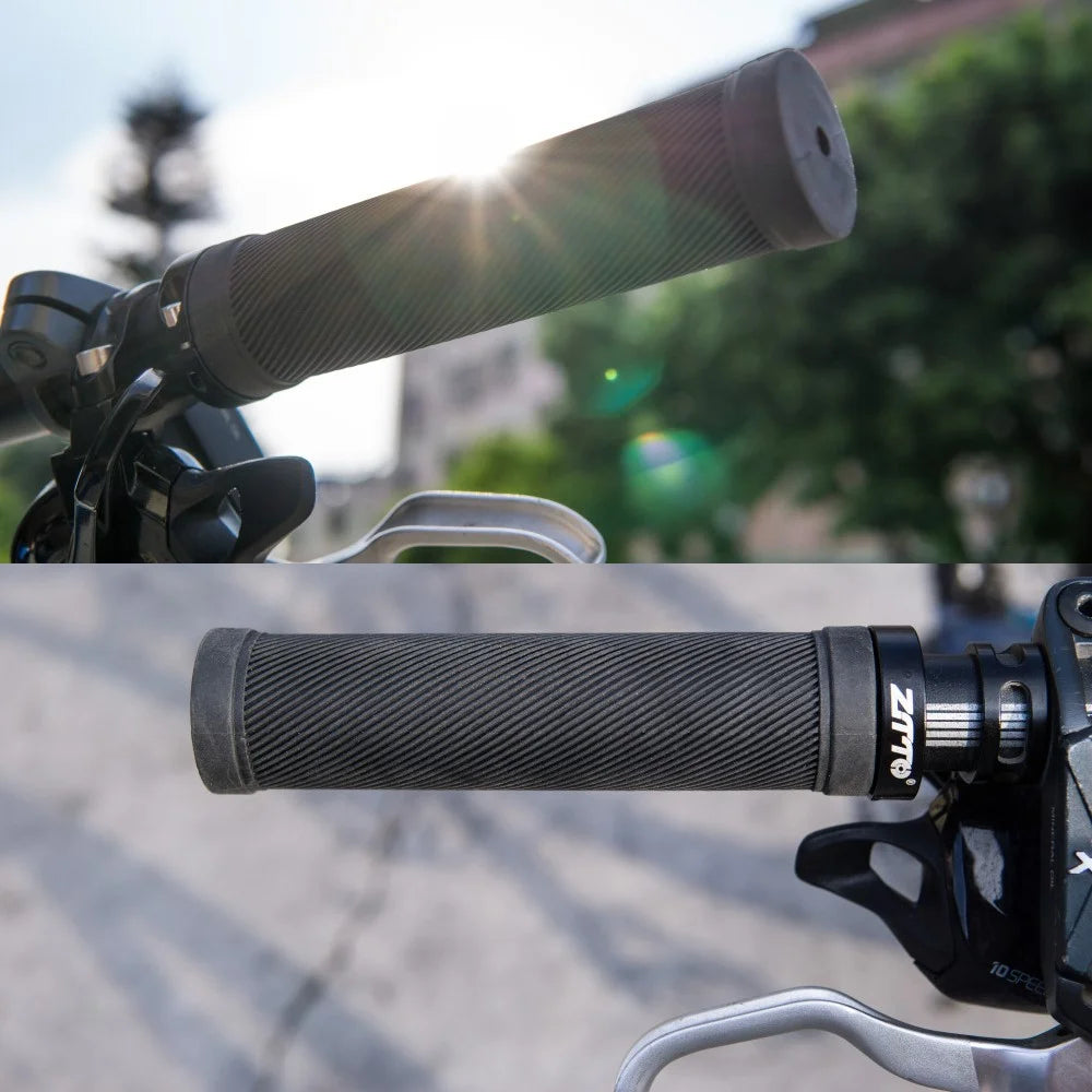 ZTTO AG40 Bike Anti-slip Handlebar Single-sided Locking Shockproof Rubber Bicycle Grips - Black - 3
