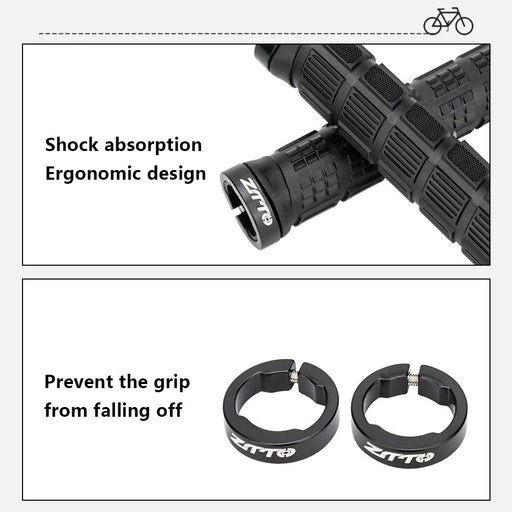 ZTTO AG38 Single-sided Locking Rubber Handlebar Grips MTB Bike Bicycle Handle Grips - Black - 2