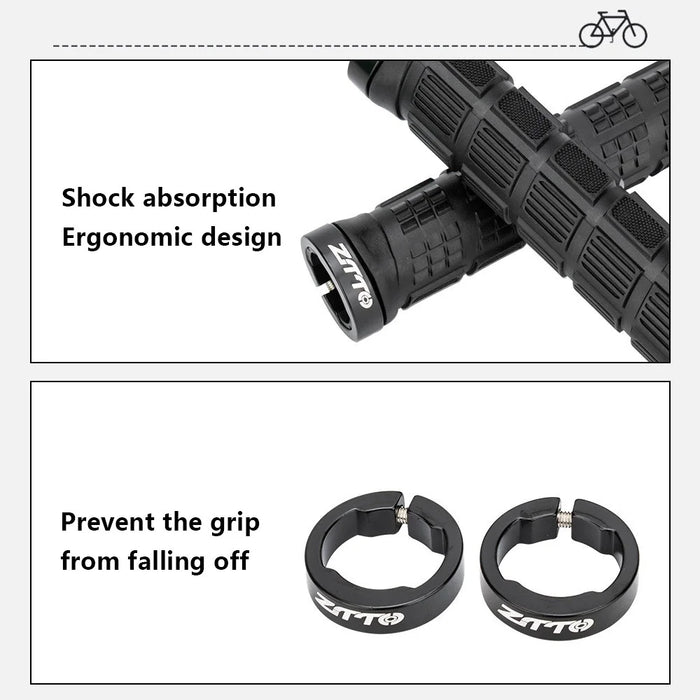 ZTTO AG38 Single-sided Locking Rubber Handlebar Grips MTB Bike Bicycle Handle Grips - Black - 2