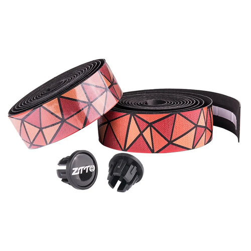 ZTTO BD3 2Pcs Road Bicycle Handlebar PU+EVA Tape Anti-skid Bike Handlebar Wrap Straps - Black+Red+Orange - 1