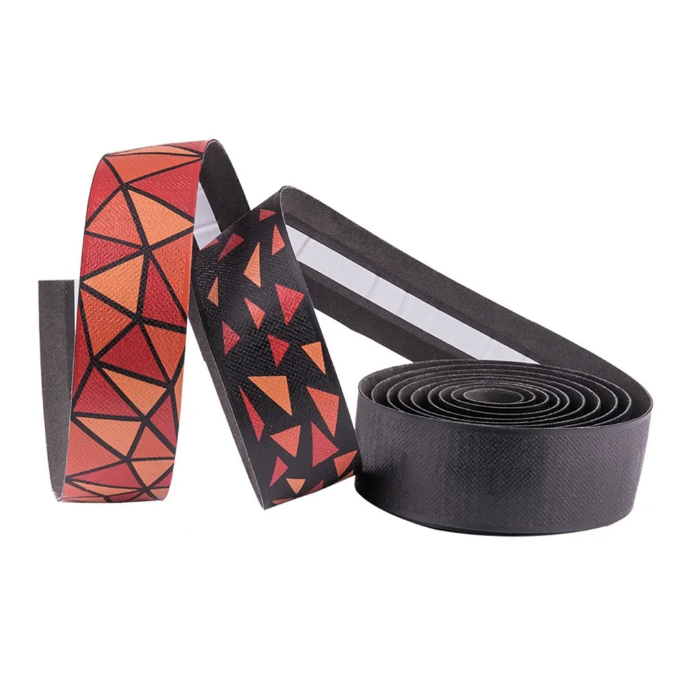 ZTTO BD3 2Pcs Road Bicycle Handlebar PU+EVA Tape Anti-skid Bike Handlebar Wrap Straps - Black+Red+Orange - 2