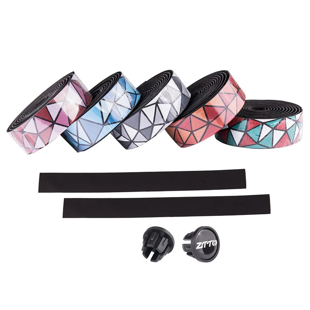 ZTTO BD3 2Pcs Road Bicycle Handlebar PU+EVA Tape Anti-skid Bike Handlebar Wrap Straps - Black+Red+Orange - 7