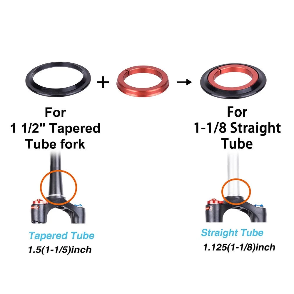 ZTTO 4456ST Aluminum Alloy Bike Bearing Headset Tapered / Straight Tube Front Fork Headset - 5