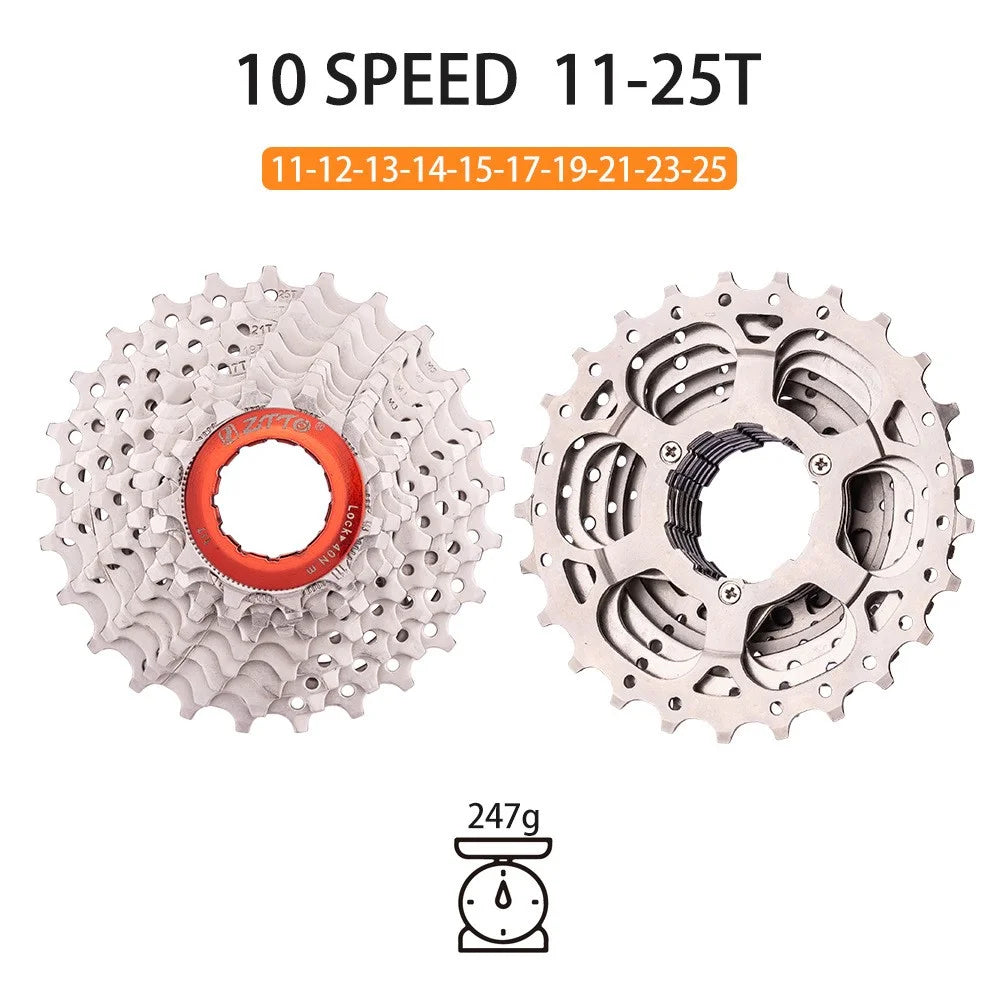ZTTO Silver 10 Speed Flywheel Bike Cassette for Road Bicycle - 11T-25T - 2